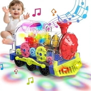 Ludolm Music Electric Gear Train Toys for Toddlers Early Educational Crawling Toys ,Tummy Time Toys for Kids with Electronic Light & Sound