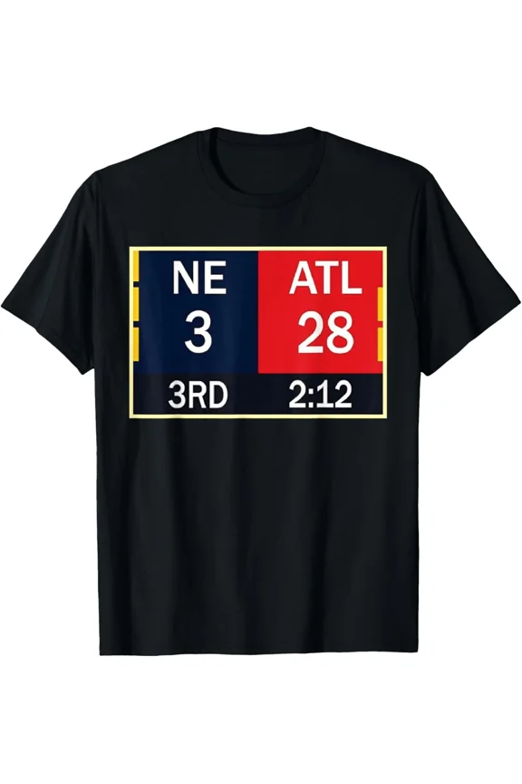 NE 3 ATL 28 Final Score Game Day Football Fan Graphic Tee Unisex T-Shirt up to size 5XL