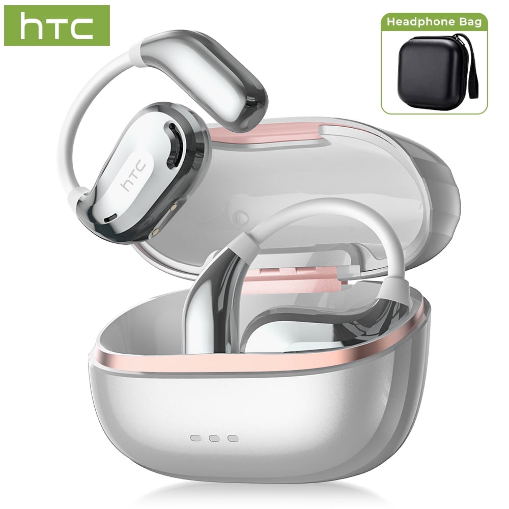NE18 Bluetooth 5.4 Wireless Open-Ear Headphones - AI Translator, Noise-Cancelling, 130+ Languages, 24H Playtime, IPX5 Waterproof, Gray + Earbud Case