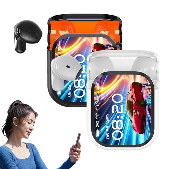 NE20 AI Translation Earbuds Real Time Wireless Bluetooth 6.0 AI Headphones LCD Touch Screen Support 148 Languages Translation Real Time Translator Earbuds Support Playing Music Phone Calls