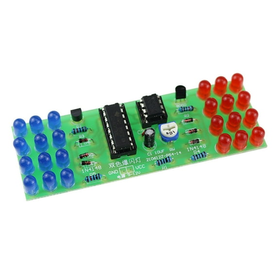 NE555 + CD4017 Practice Learning Kits Red Blue Double Color Flashing Lights Kit Electronic Suite 9-12V DIY for Ar-duino