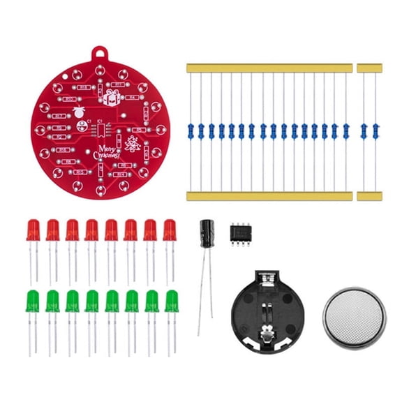 NE555 LED Blinking PCB Soldering DIY Kit Christmas Tree Decoration Red Green Flashing Light Soldering Practice Board