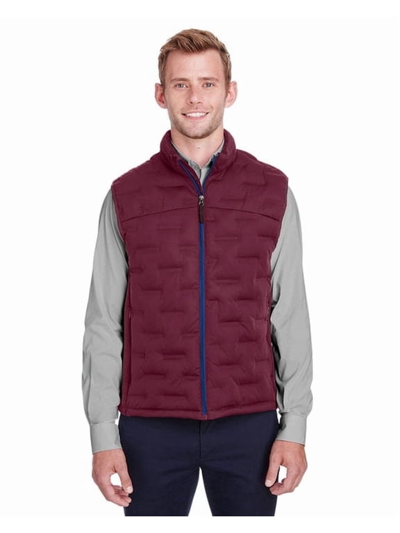 NE709 North End Pioneer Hybrid Men's Vest Burgundy/Burg Heather/Olympic Blue L