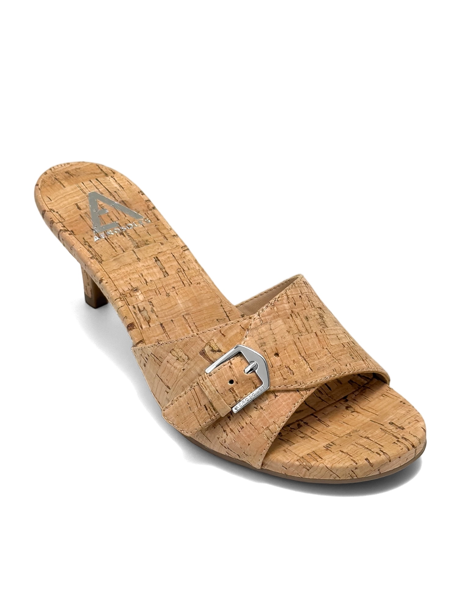 Aerosoles Women's Nea Kitten Heel Buckle Sandal Mules