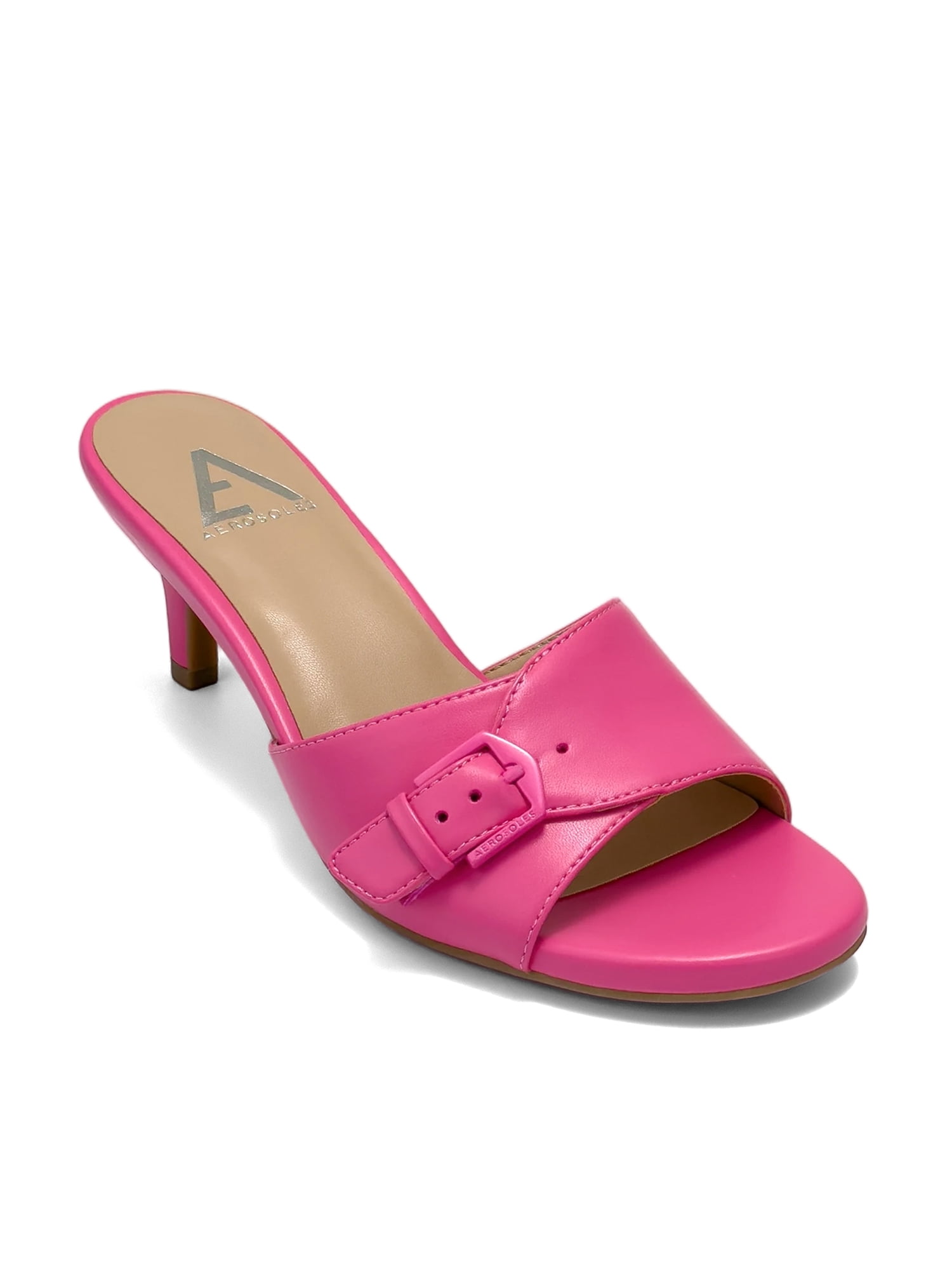 Aerosoles Women's Nea Kitten Heel Buckle Sandal Mules