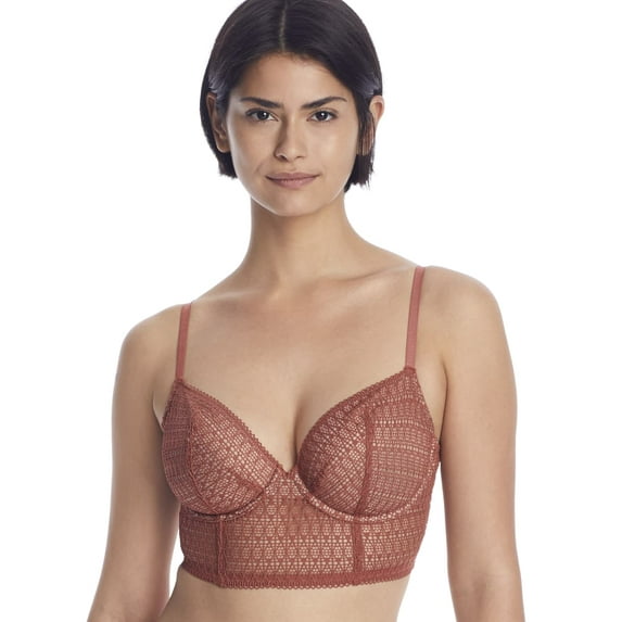 NEARLYNUDE Cinnamon Modern Geo Longline Demi Underwire Bra, US 36B, UK 36B, NWOT
