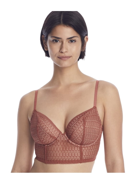 NEARLYNUDE Cinnamon Modern Geo Longline Demi Underwire Bra, US 36B, UK 36B, NWOT