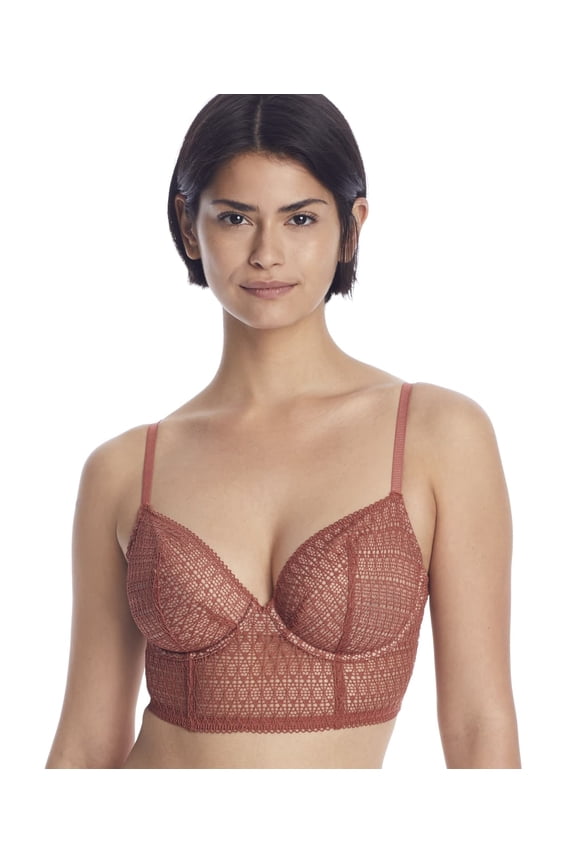 NEARLYNUDE Cinnamon Modern Geo Longline Underwire Bra, US 40DD, UK 40DD, NWOT