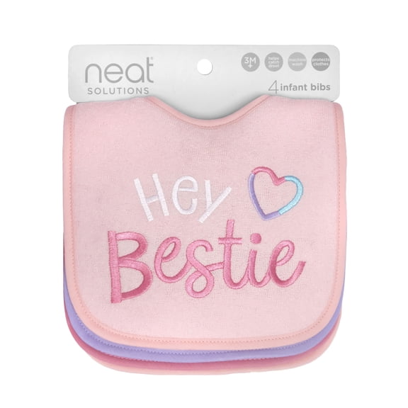 Neat Solutions 4 Pack Girl Hey Bestie Baby Bibs