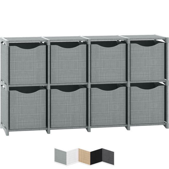 NEATERIZE 8 Cube Storage Organizer Set. Includes Eight 11 inch Storage Cube Bins. DIY Fabric Storage Cube Shelves for Closet Organization Clothes, Books, Toys. Used in Playroom and Bedroom.(Dark Grey)