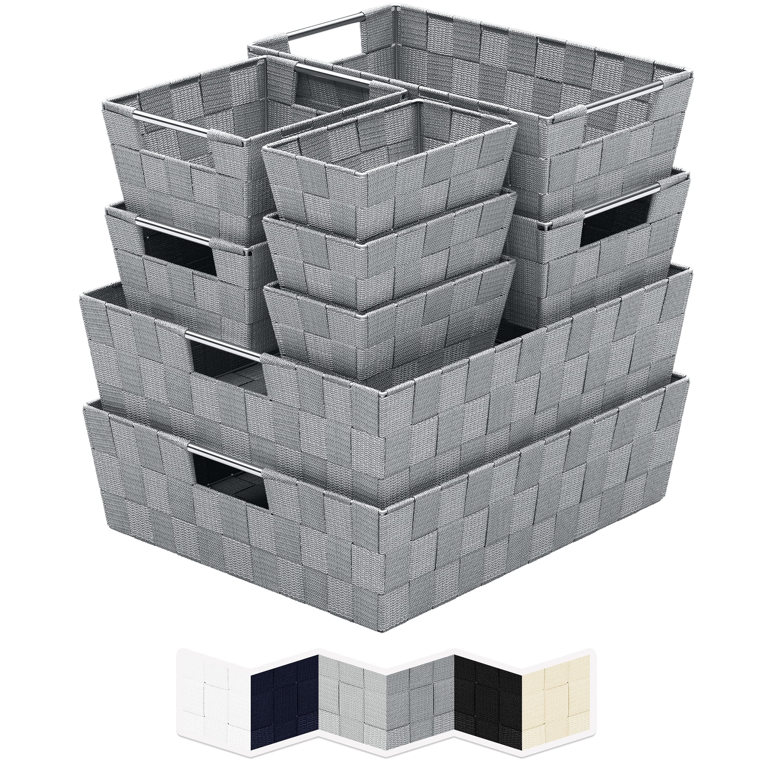 NEATERIZE Woven Storage Baskets for Organizing Set of 9 Fabric Empty