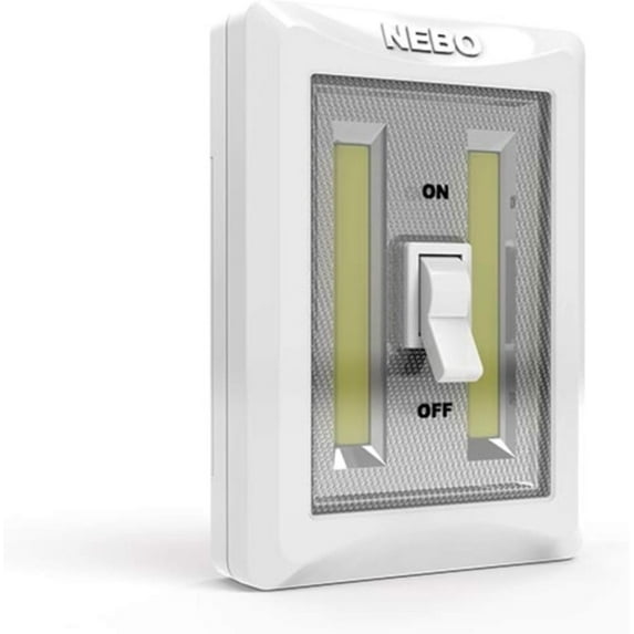 NEBO FlipIt LED Light Switch | 2-Pack of Powerful LED Stand Alone Light Switches for Closets, Cabinets, Attics, Garages, White