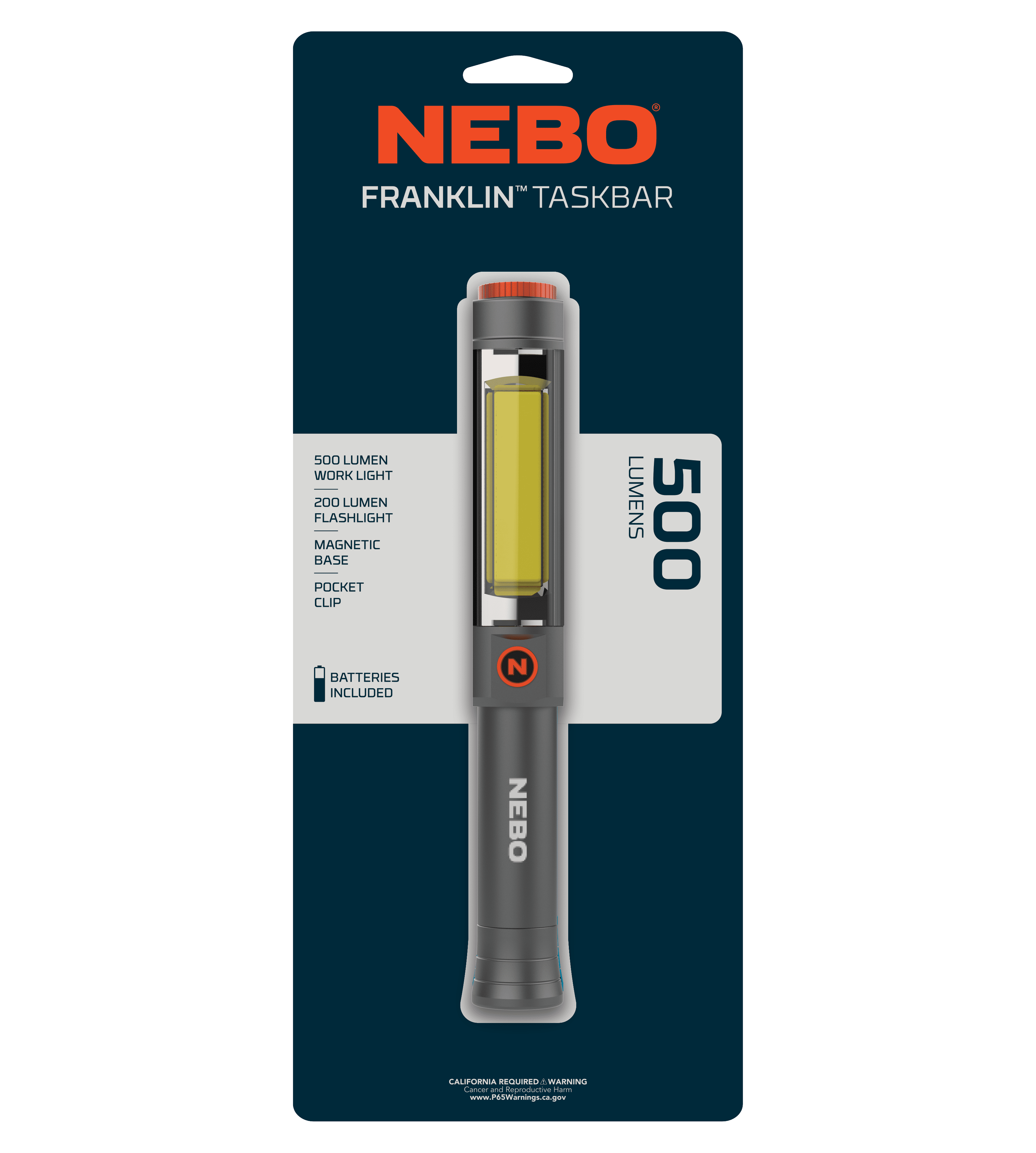 NEBO Franklin Swivel Taskbar 500 Lumen COB Work Light and Flashlight