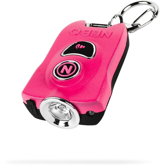 NEBO MYPAL Rechargeable Keychain Light and Safety Alarm | Compact 400 Lumen Light with 115db Safety Alarm | Pink