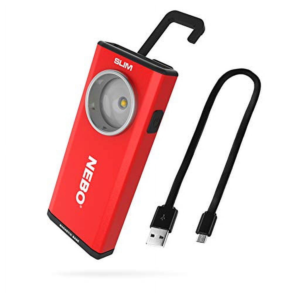 NEBO Rechargeable Flashlights High Lumens: 500-Lumen LED Flash Light Equipped With Dimming and Power Memory Recall; Featuring A Pocket Clip, Hanging Hook and Magnetic Base - NEBO SLIM 6694 Red - image 1 of 5