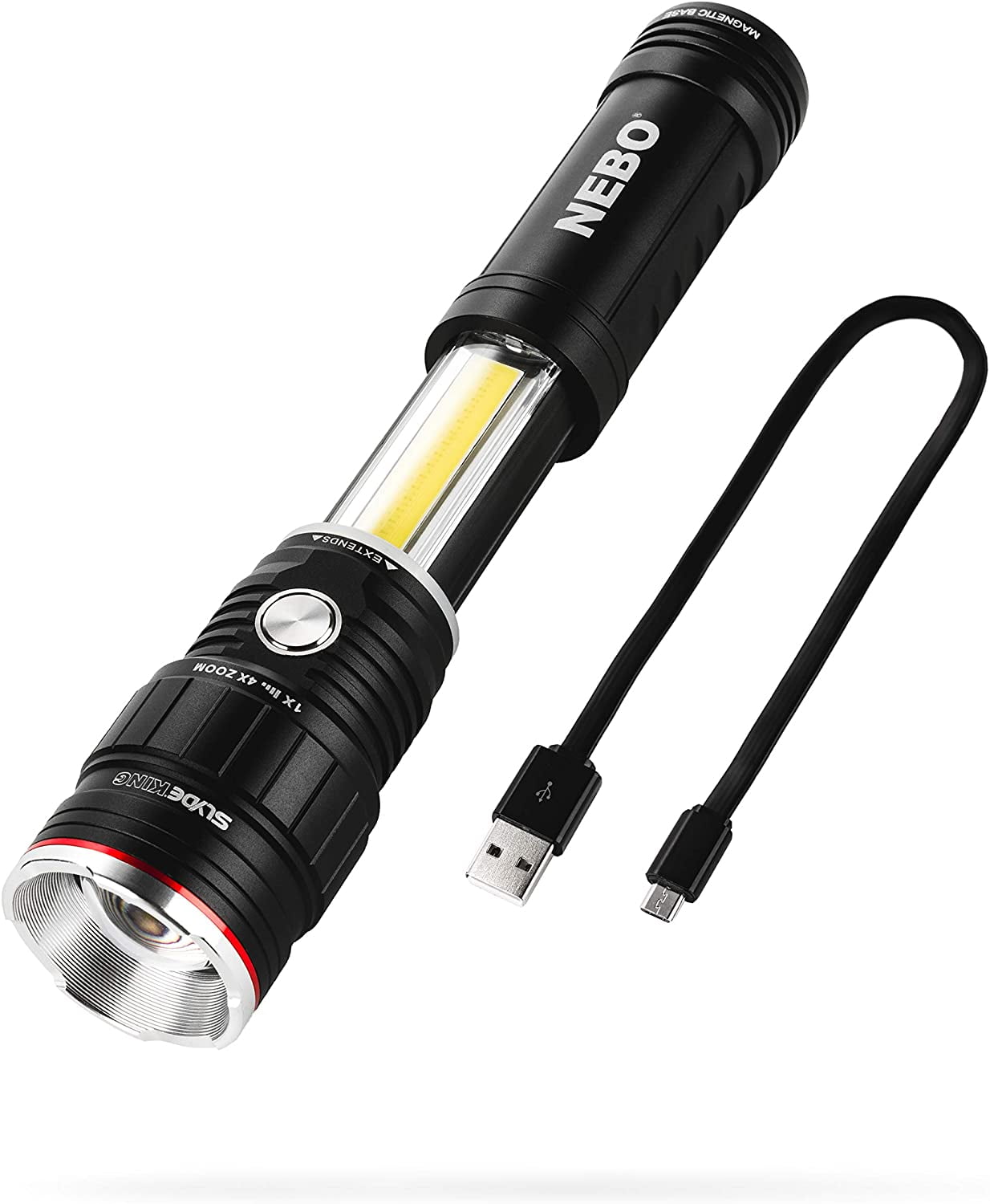 NEBO Slyde King 500 Flashlight, Rechargeable LED Flashlight and Work Light, Bright, Durable, Everday Carry & Camping Flashlight with 4 Light Modes, C.O.B. Work Light and Magnetic Base