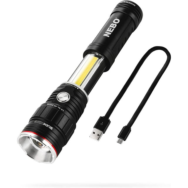 NEBO Slyde King Flashlight, Rechargeable LED Flashlight and Work Light, Bright, Durable, Everday Carry & Camping Flashlight with 4 Light Modes, C.O.B. Work Light and Magnetic Base