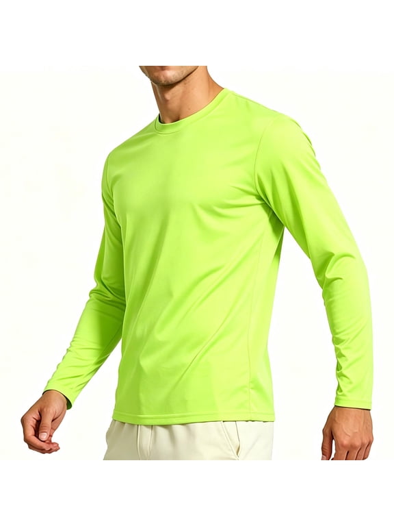 Athletic Mens Long Sleeve Moisture Wicking Quick Dry Shirt Crew Neck Mint Green,Size XL