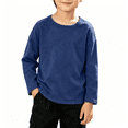 thumbnail image 1 of NEBWOAK Boys Girls Long Sleeve Cotton T-Shirt Blue Crewneck Loose Fit Soft Basic Tee,Size 10 T, 1 of 7