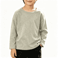 thumbnail image 1 of NEBWOAK Boys Girls Long Sleeve Cotton T-Shirt Crewneck Beige Loose Fit Casual Tee,Size 3 T, 1 of 7