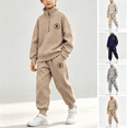 thumbnail image 1 of NEBWOAK Boys Half Zip Jogger Set 2 Piece, Khaki Sweatsuit Athleisure Tracksuit,Size 11-12 T, 1 of 8