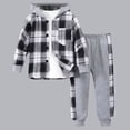 thumbnail image 1 of NEBWOAK Boys Plaid 2-Piece Outfit Set Hooded Jacket Jogger Pants Kids Boy Clothes,Size 3-4T, 1 of 7