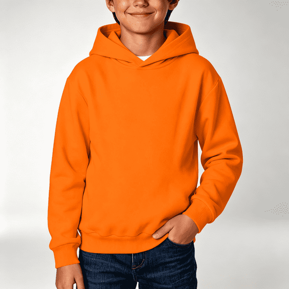 NEBWOAK Little Boys Pullover Hoodie Cotton Long Sleeve Hooded Sweatshirt Orange,Size 5-6T