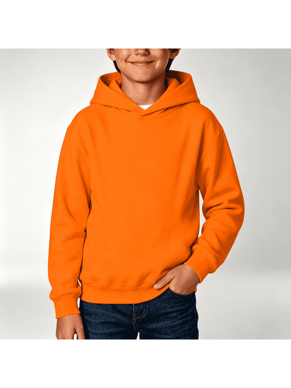 Little Boys Pullover Hoodie Cotton Long Sleeve Hooded Sweatshirt Orange,Size 5-6T