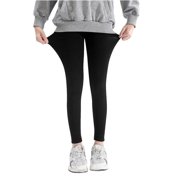 NEBWOAK Girls Cotton Blend Soft Stretch Solid Black Leggings for School Active Play,Size 4 T