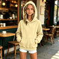 thumbnail image 1 of NEBWOAK Girls Hoodie Cotton Pullover Solid Oversized Long Sleeve Sweatshirt Yellow,Size 12-13 T, 1 of 6