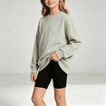 thumbnail image 1 of NEBWOAK Little Girls Oversized Cotton Sweatshirt Crewneck Loose Pullover School Uniform Gray,Size 6-7 T, 1 of 7