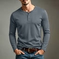 thumbnail image 1 of NEBWOAK Mens Long Sleeve Henley Shirt, Slim Fit Textured Pullover with 3-Button Placket, Casual Lightweight Top, Gray,Size XL, 1 of 8
