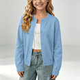 thumbnail image 1 of NEBWOAK Toddler Girls 100% Cotton Cardigan Sweater Soft Knit Long Sleeve Button Top,Light Blue,Size 1-2, 1 of 7