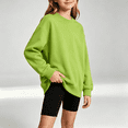 thumbnail image 1 of NEBWOAK Toddler Girls Cotton Crewneck Sweatshirt Oversized Loose Fit Pullover School Green,Size 3-4 T, 1 of 7