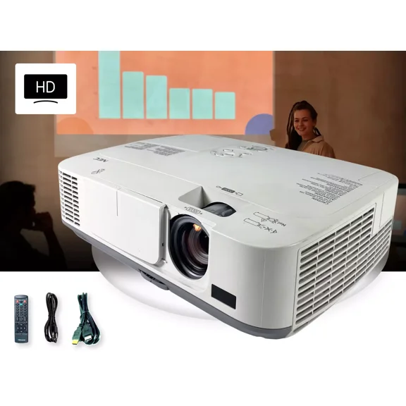 Pre-Owned NEC NP-M300W 1080p 3LCD Projector 3000 ANSI HD w/ HDMI Cable & Power Cable & Remote