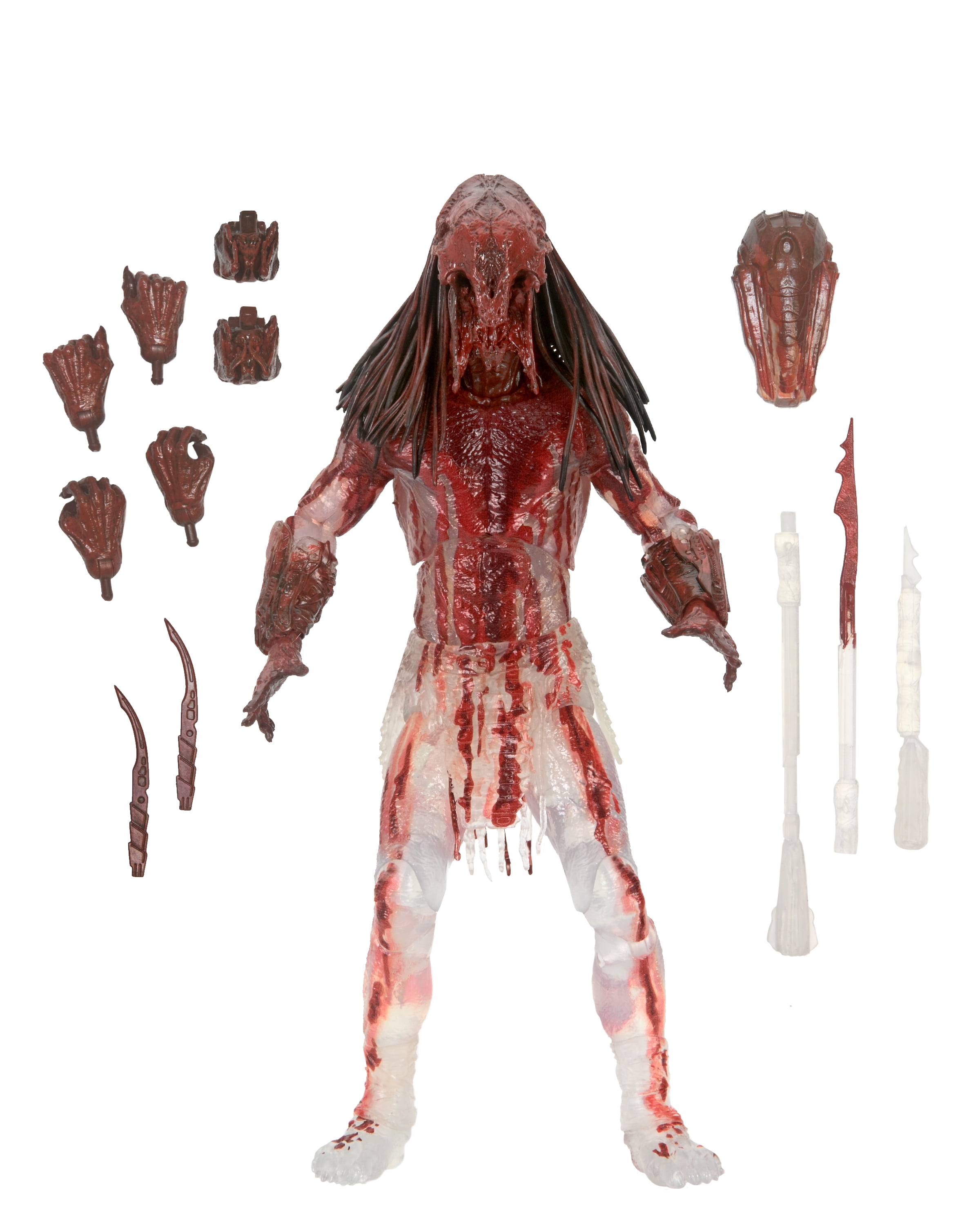 NECA Prey: Feral "Bear Blood" Predator Ultimate Action Figure with Magnetic Backpack and Interchangeable Parts (7")