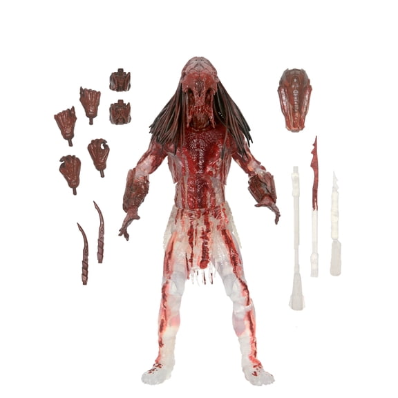 NECA Prey: Feral "Bear Blood" Predator Ultimate Action Figure with Magnetic Backpack and Interchangeable Parts (7")