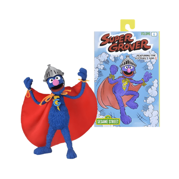 NECA Sesame Street Super Grover Volume 4 Ultimate Action Figure Featuring the Letters S and G