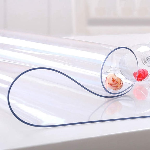 NECAUX Clear PVC Table Cover Protector 1.5mm Thick Custom Multisize Scratch Resistant Plastic Pad for End Table Night Stand Side Table Desk Dining Table, Clear