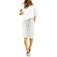 thumbnail image 1 of NECHOLOGY Black Leather Shorts Women's Relaxed Midrise Cotton Poplin Bermuda Short White X-Large, 1 of 4