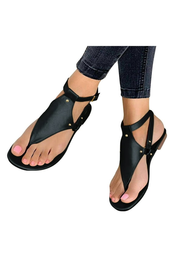 Clear Sandals for Women Flat Size 10 Sandals Open Buckle Beach Flops Ladies Jelly Sandals for Women Size 10 Black 9