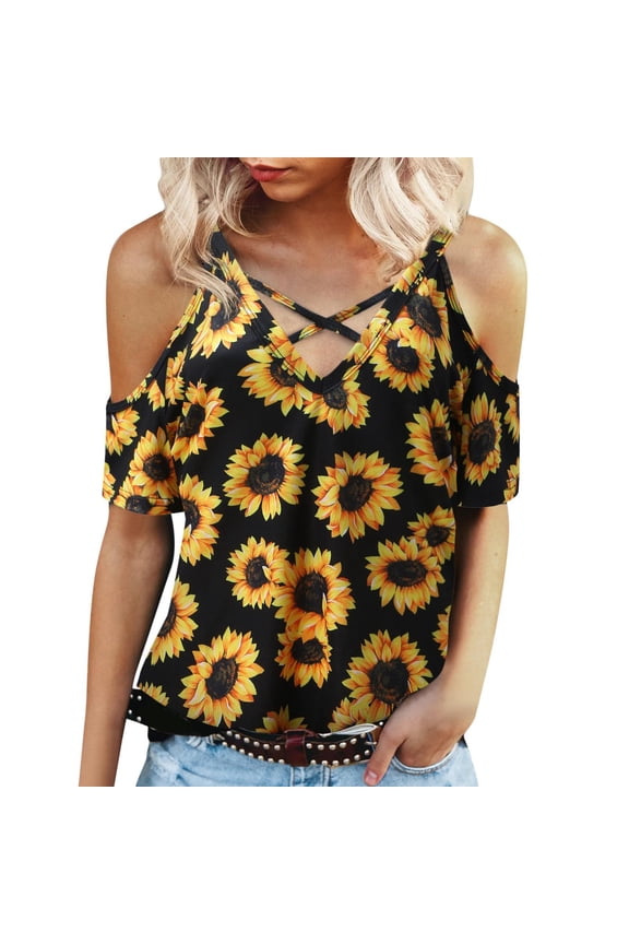 Crop Top Workout Shirts For Women Women's T-Shirt, Plus Size Short Sleeve V-Neck Tee, JMS Plus Size Shirt for Women, Womens Tee Shirt Yellow XX-Large