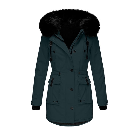NECHOLOGY Flannel Wool Jacket Women Plus Size Daily Winter Coat Lapel Collar Long Sleeve Casual Warm Jackets for Women Outerwear Navy Large