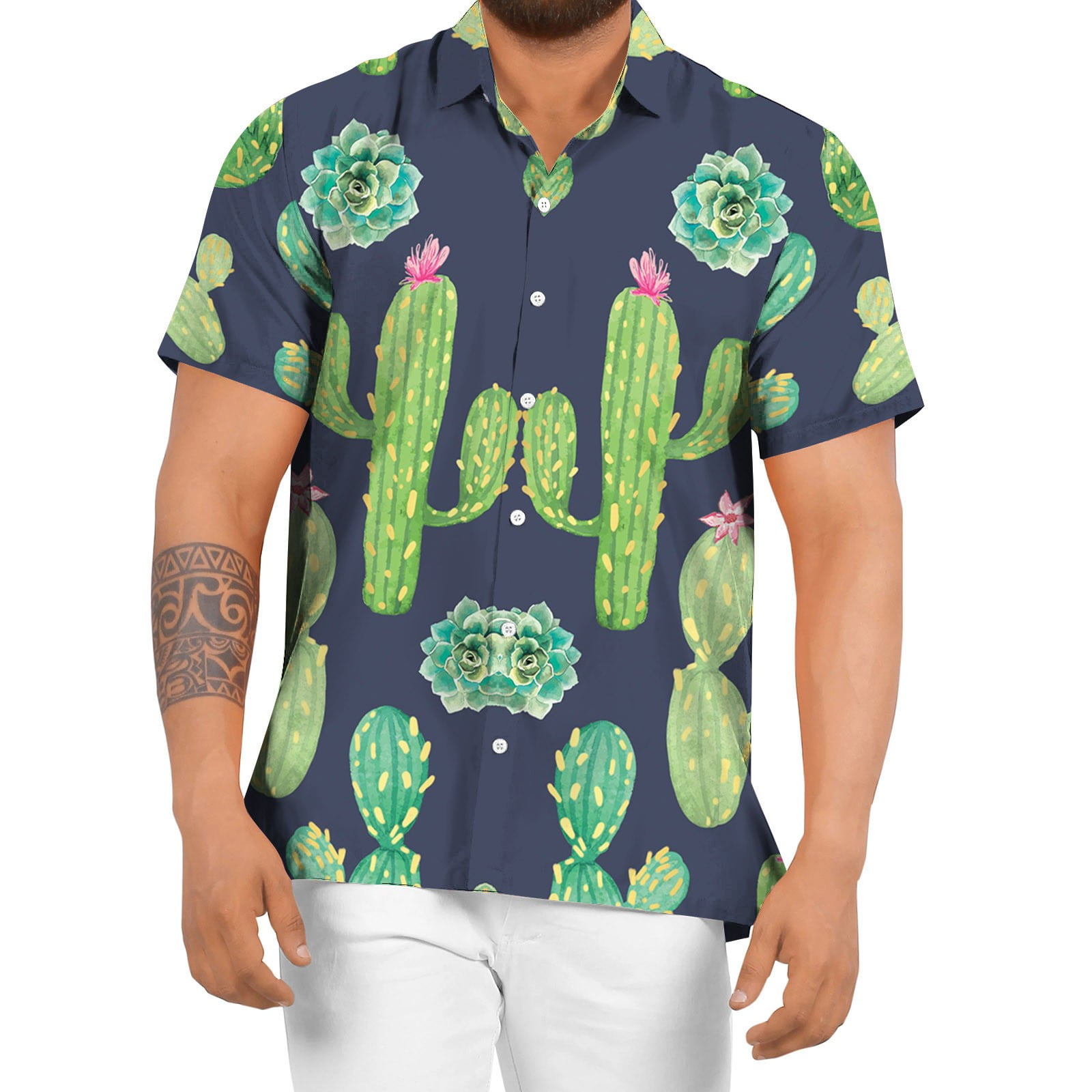 NECHOLOGY Men's Casual Button-Down Shirts Anime Shirts For Men Men's Cotton  Button Down Short Sleeve Hawaiian Shirt
