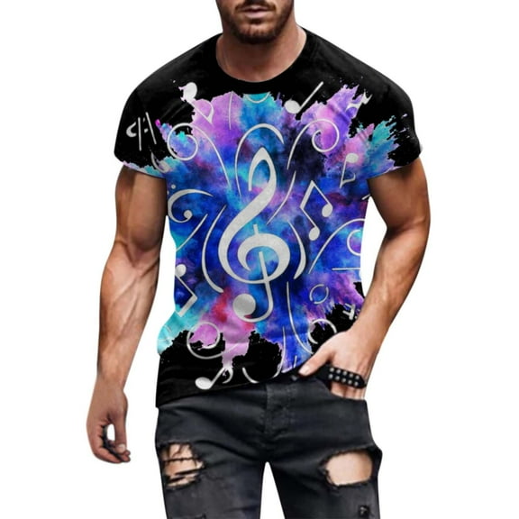 NECHOLOGY Mens T-Shirts Big and Tall T Shirts for Men Male Casual Round Neck Short Sleeve 3D Print T Shirt Lightweight Shirts for Men Black XL