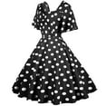 thumbnail image 1 of NECHOLOGY Plus Size Summer Dresses Short Sleeve Dot Mid-Length Retro Polka Dress Hem Women's Plus Size Summer Dresses Black Medium, 1 of 5