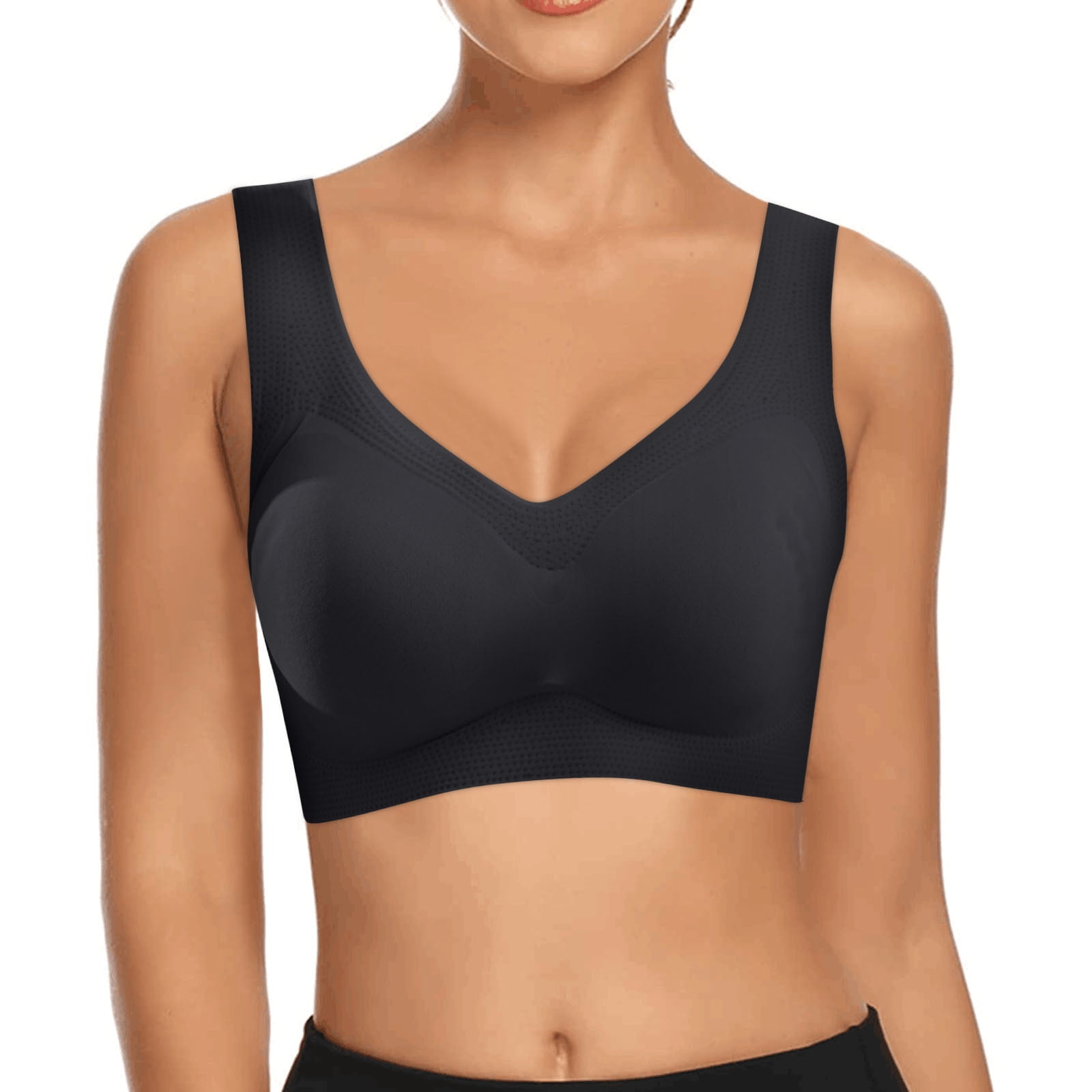 Holzkary Racerback Open Front Bras for Women Plus Size No Underwire  Wirefree Comfort Light Support Sleep Bras with Padding Black A Size 32B/C  at  Women's Clothing store