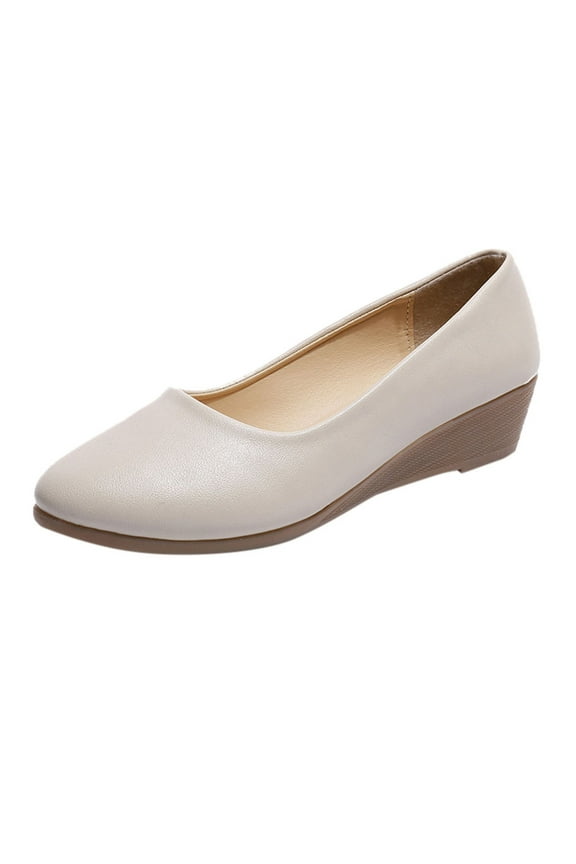 Sneakers for Women Wide Width Round Wild Shoes Head Women's Pumps Work Wedge Shoes Female Sneakers for Women Beige 6