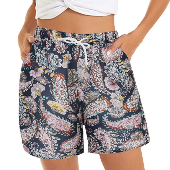 NECHOLOGY Womens Bike Shorts Womens 7 inch Inseam Super Comfy Bermuda Walking Shorts Blue Large