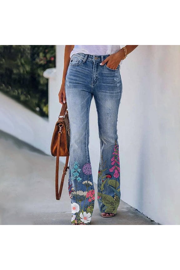 Womens Pants Pants Women Casual Figure Flattering Women's Long Multiple Choice Printed Casual Loose Pants Comfortable Micro Flared Khaki Small